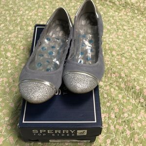 Sperry Lilly Suede Glitter Toe Flats